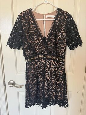ASTR The Label NWT Black Grommet Lace Romper Size M